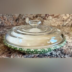 Henn Roseville Pottery Sponge Dish w/Glass lid